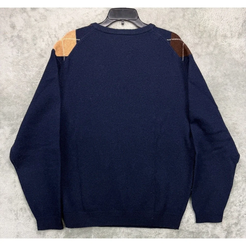 Jos. A. Bank Men's‎ Pullover Sweater XL Navy Argyle V Neck Lambswool Blend